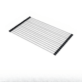 1pc, Deluxe Roll-Up Stainless Steel Dish Drying Rack & Fruit Drain Rack - Space-Saving, Multifunctional, Over-The-Sink Design, Portable, Rollable, Anti-Rust, Easy to Clean, Kitchen Sink Organizer, Tool, And Mat - Perfect for Small Kitchens