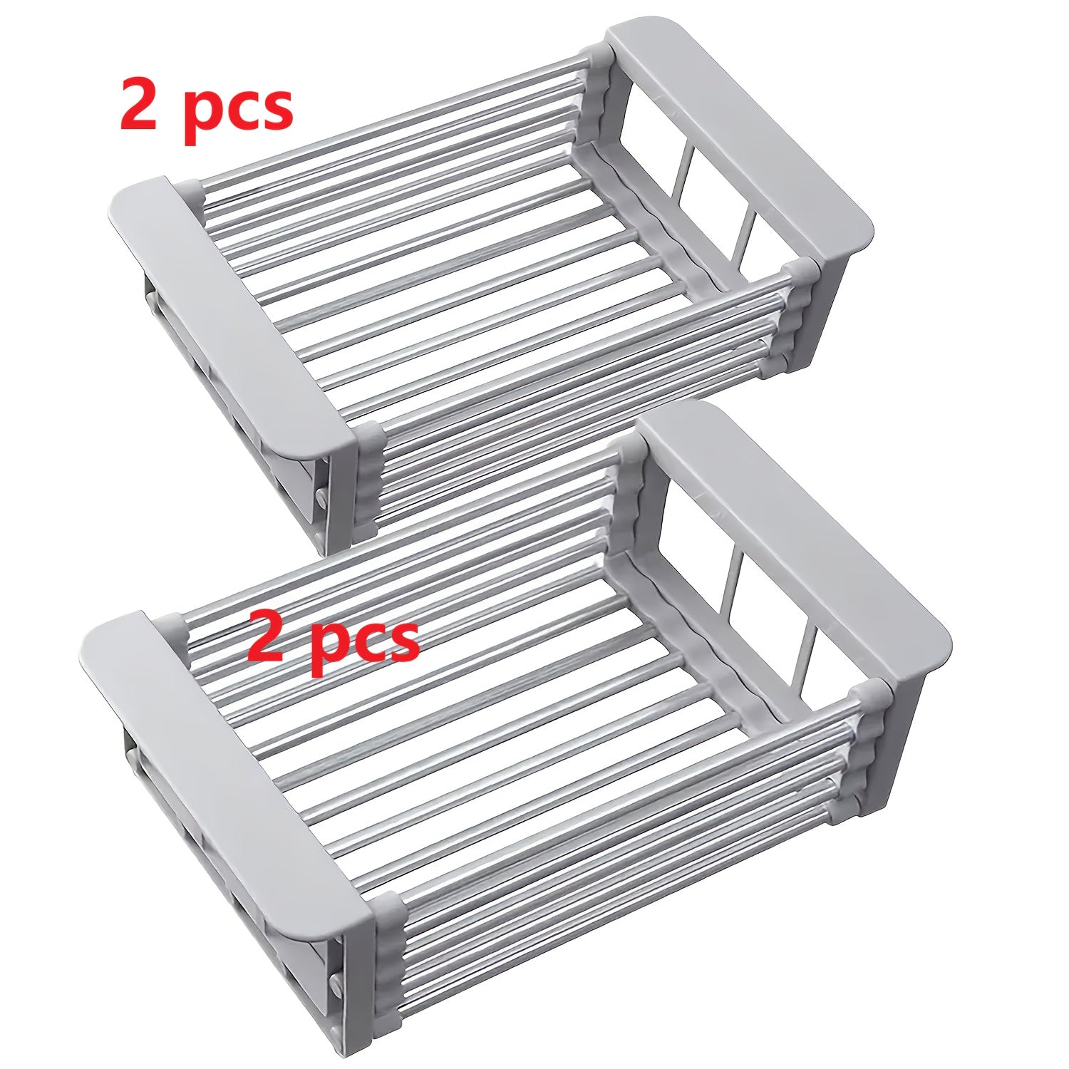 Adjustable Over-The-Sink Dish Drying Rack with Stainless Steel Drain Basket - Portable & Telescopic Space-Saving Solution for Fruit Vegetable Random Steel Brush