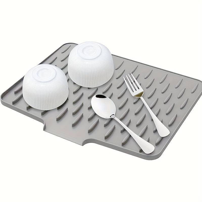 Kitchen Anti-Slip Silicone Drain Mat, Drying Mat, 15.75inch X 12.6inch Built-In Drainage Design Heat Resistant And Easy to Clean, Suitable for Countertop, Sink, Refrigerator, 2pcs Optional, Keeping Kitchen Dry, Kitchen Organization, Christmas, Halloween G