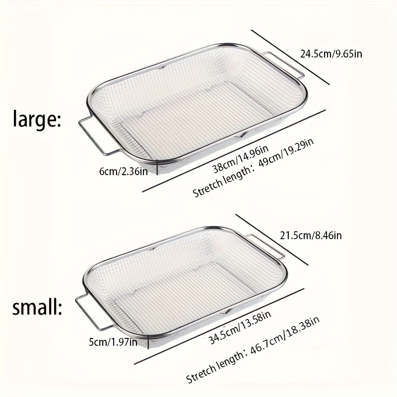 1pc, Stainless Steel Sink Drain Basket, Retractable Kitchen Sink Vegetable And Fruit Drain Rack, Sink Storage Rack, Dish Rack