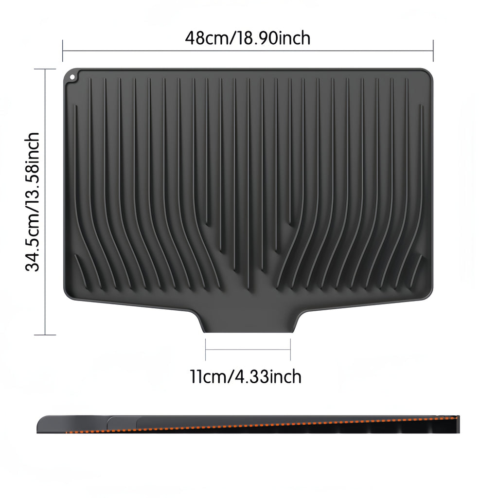 High Quality Kitchen Utensil Drying Pad And Drain Pad, Utensil Insulation Pad, Dishwashing Dish Drain Pad, Slope Design Drainage, Bathroom Cosmetics Drying Pad, High-grade Silicone Material, Easy Storage For Kitchen Essentials, Large Size 34.5*19in