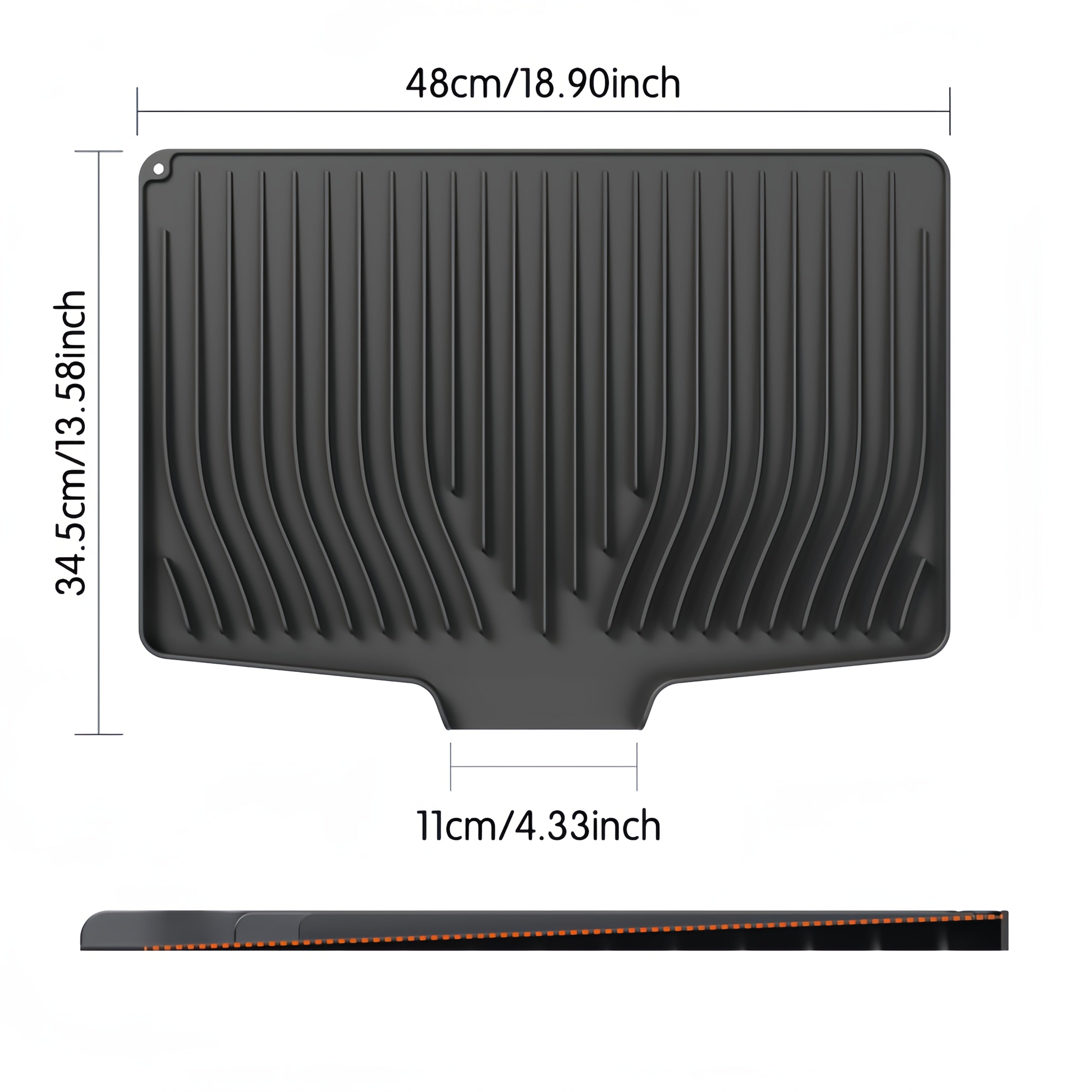 High Quality Kitchen Utensil Drying Pad And Drain Pad, Utensil Insulation Pad, Dishwashing Dish Drain Pad, Slope Design Drainage, Bathroom Cosmetics Drying Pad, High-grade Silicone Material, Easy Storage For Kitchen Essentials, Large Size 34.5*19in
