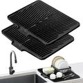 High Quality Kitchen Utensil Drying Pad And Drain Pad, Utensil Insulation Pad, Dishwashing Dish Drain Pad, Slope Design Drainage, Bathroom Cosmetics Drying Pad, High-grade Silicone Material, Easy Storage For Kitchen Essentials, Large Size 34.5*19in